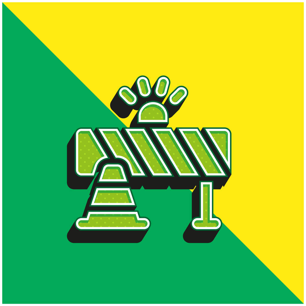 Barricada verde y amarillo moderno vector 3d icono del logotipo - Vector, imagen