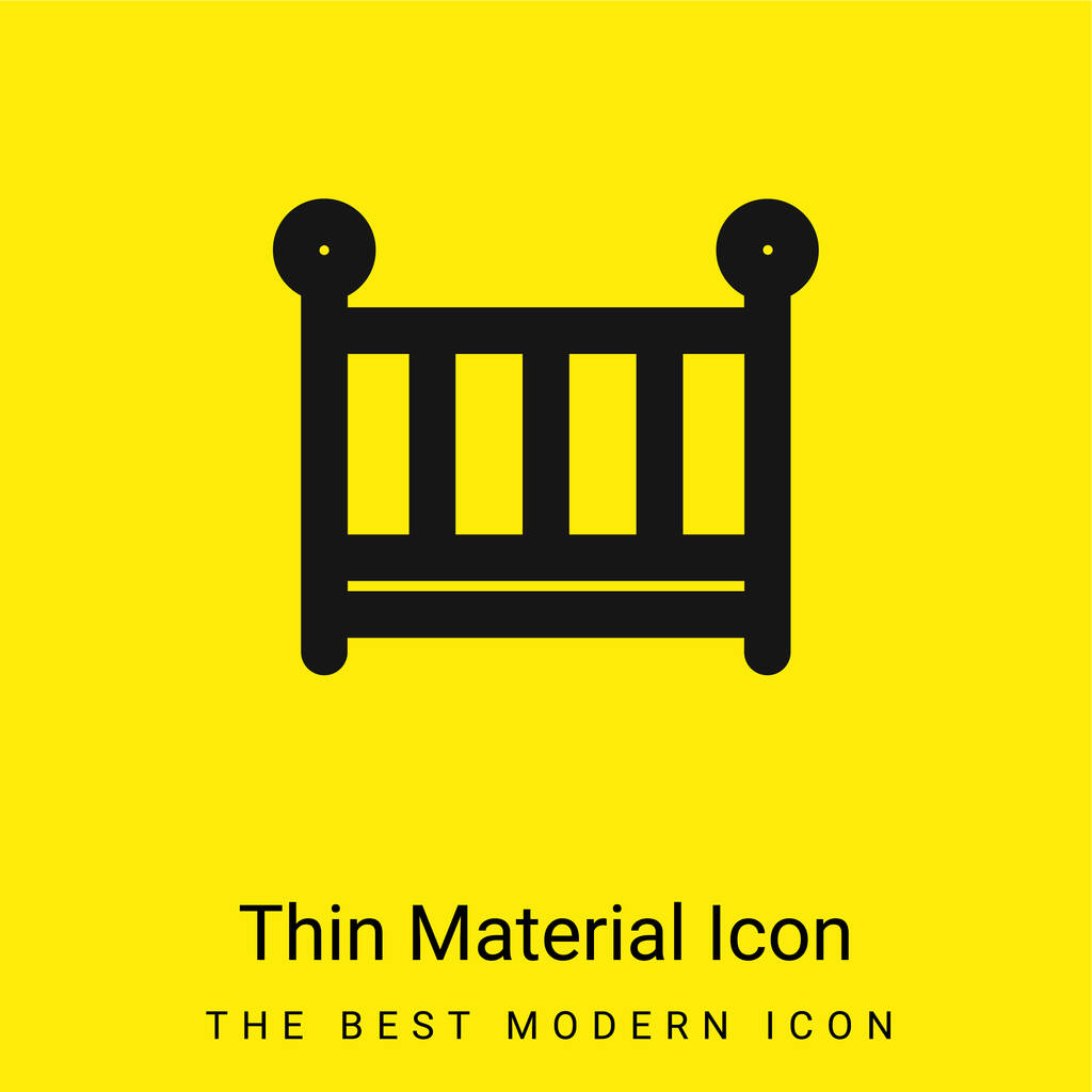 Baby Crib minimal bright yellow material icon - Vector, Image