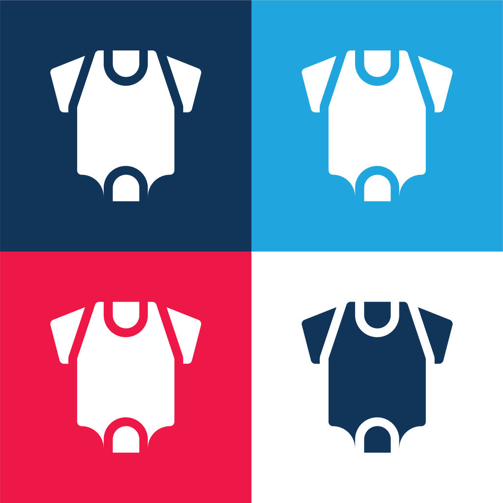 Baby Body blue and red four color minimal icon set - Vector, Image