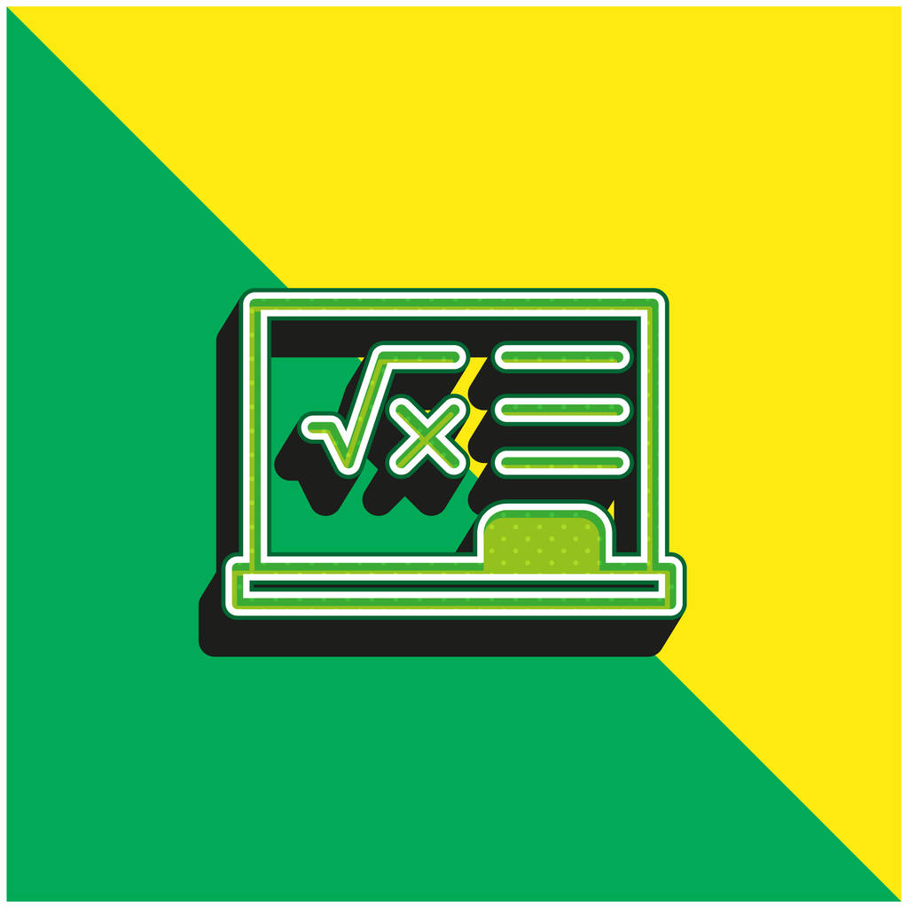 Blackboard Green and yellow modern 3d vector icon logo - Vector, Image