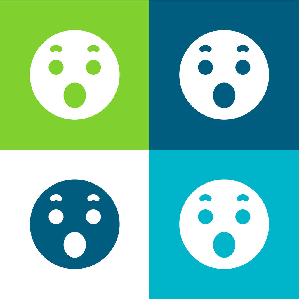 Conjunto de iconos mínimo de cuatro colores Plano asombrado - Vector, imagen