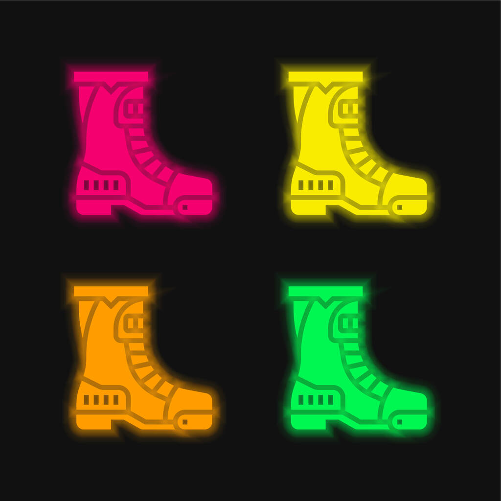 Μπότες τεσσάρων χρωμάτων λαμπερό εικονίδιο διάνυσμα νέον - Διάνυσμα, εικόνα