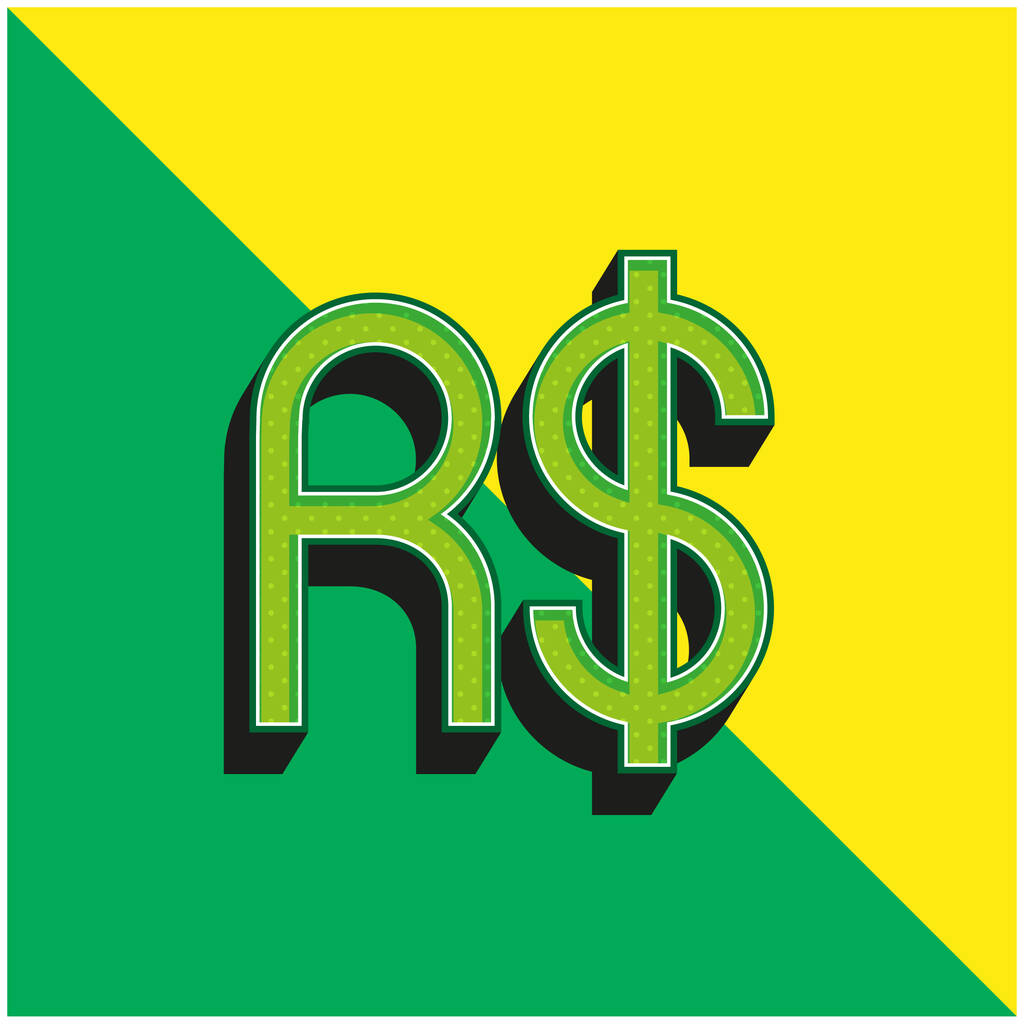 Βραζιλιάνικο πραγματικό πράσινο και κίτρινο σύγχρονο 3d διάνυσμα εικονίδιο λογότυπο - Διάνυσμα, εικόνα