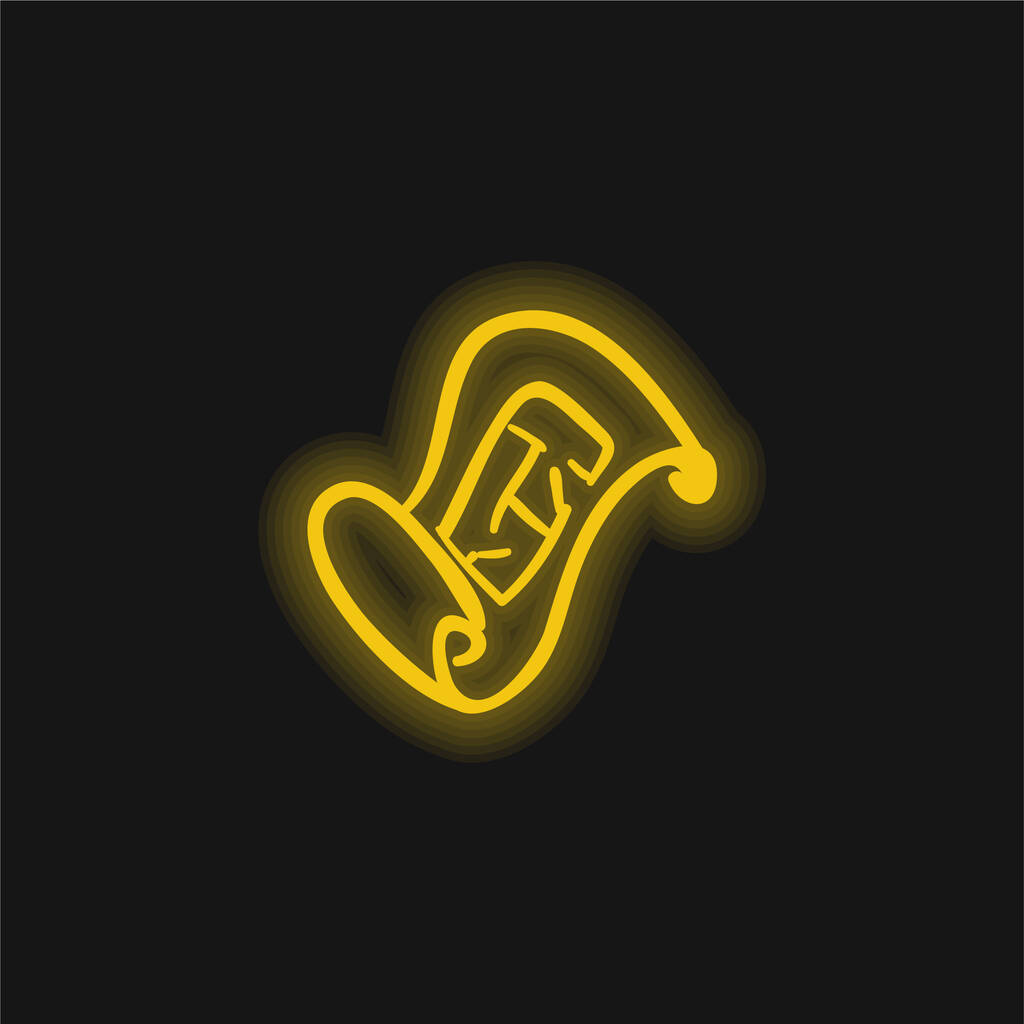 ブループリントハンドドローツール黄色の輝くネオンアイコン - ベクター画像