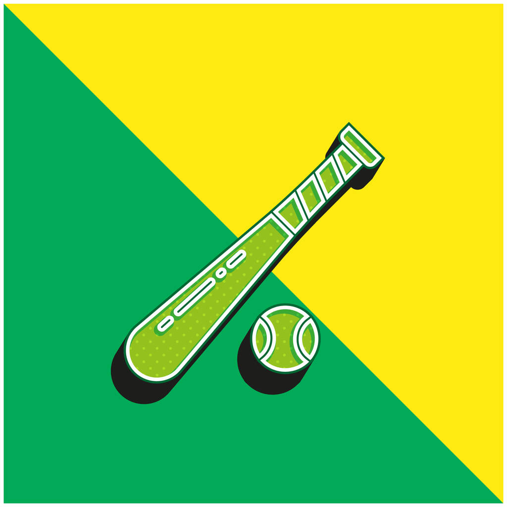Baseball Logo icona vettoriale 3D moderna verde e gialla - Vettoriali, immagini