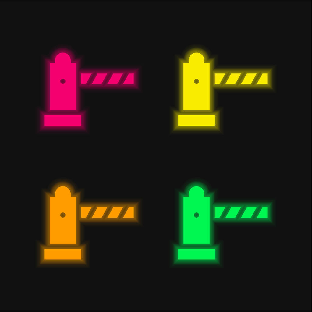 Barrier vier kleuren gloeiende neon vector pictogram - Vector, afbeelding