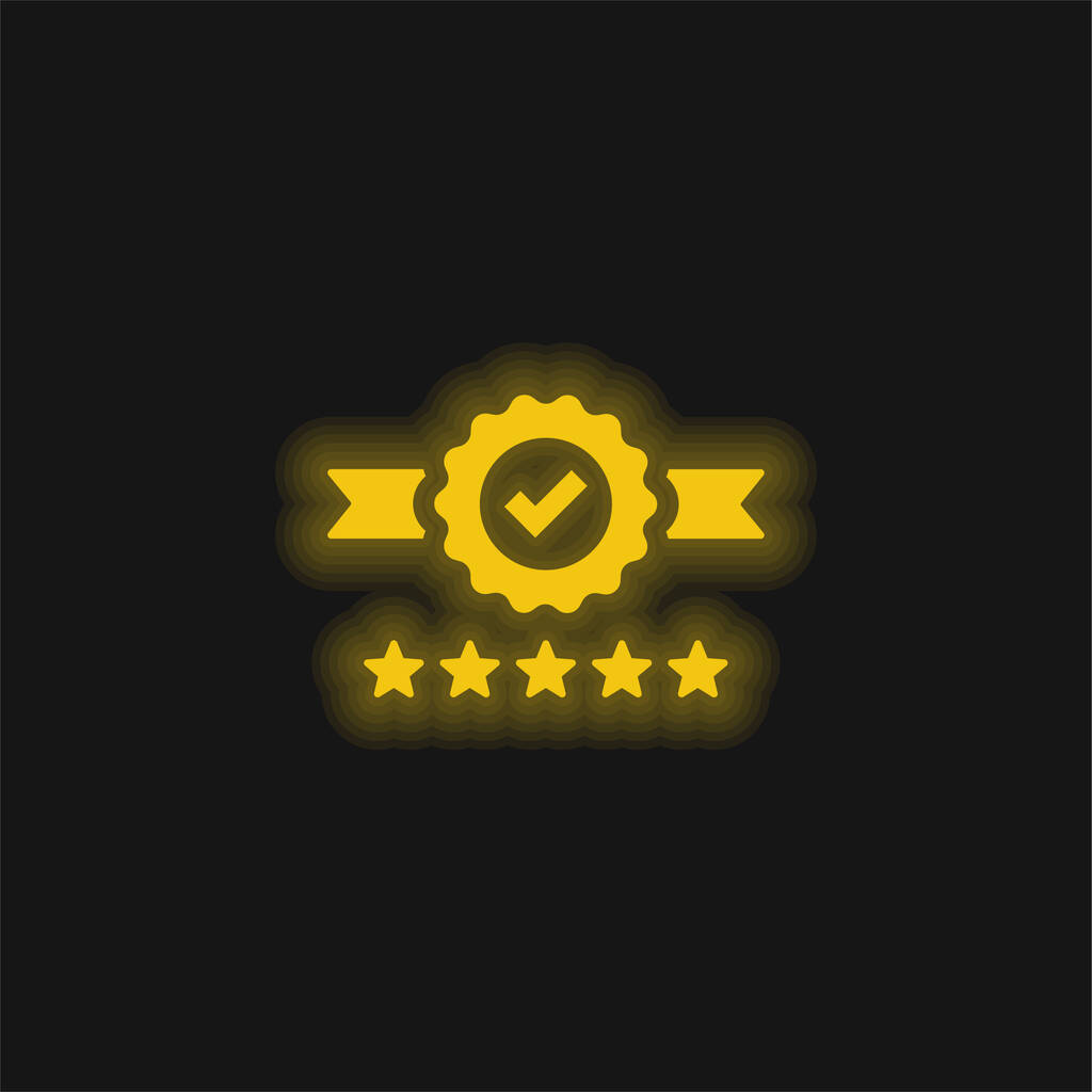 Badge yellow glowing neon icon - Vector, Image
