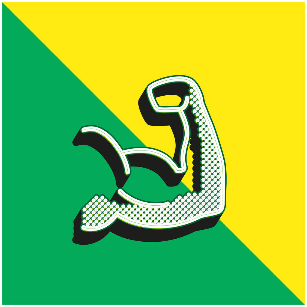 Biceps Yeşil ve sarı modern 3d vektör simgesi logosu - Vektör, Görsel