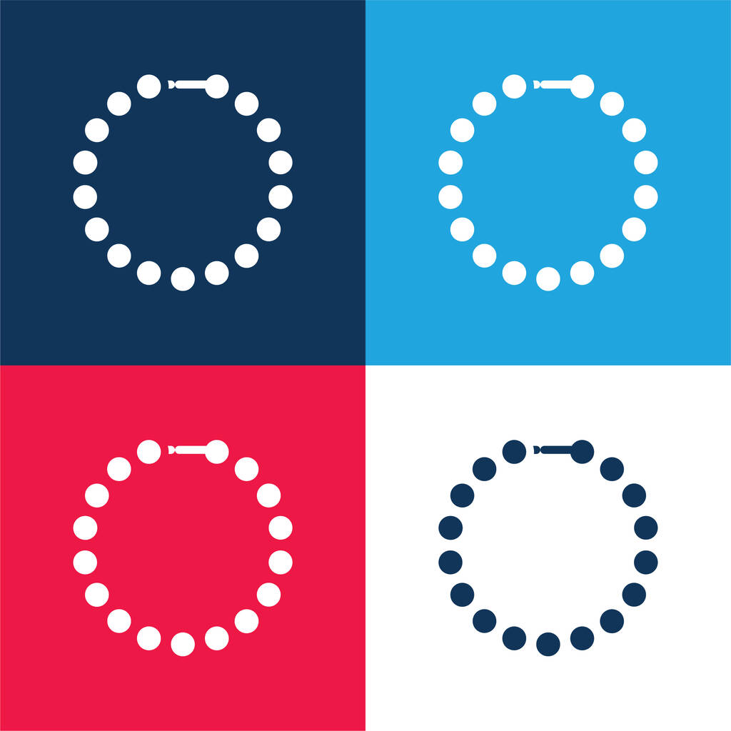 Βραχιόλι μπλε και κόκκινο τέσσερις χρώμα ελάχιστο σύνολο εικονίδιο - Διάνυσμα, εικόνα