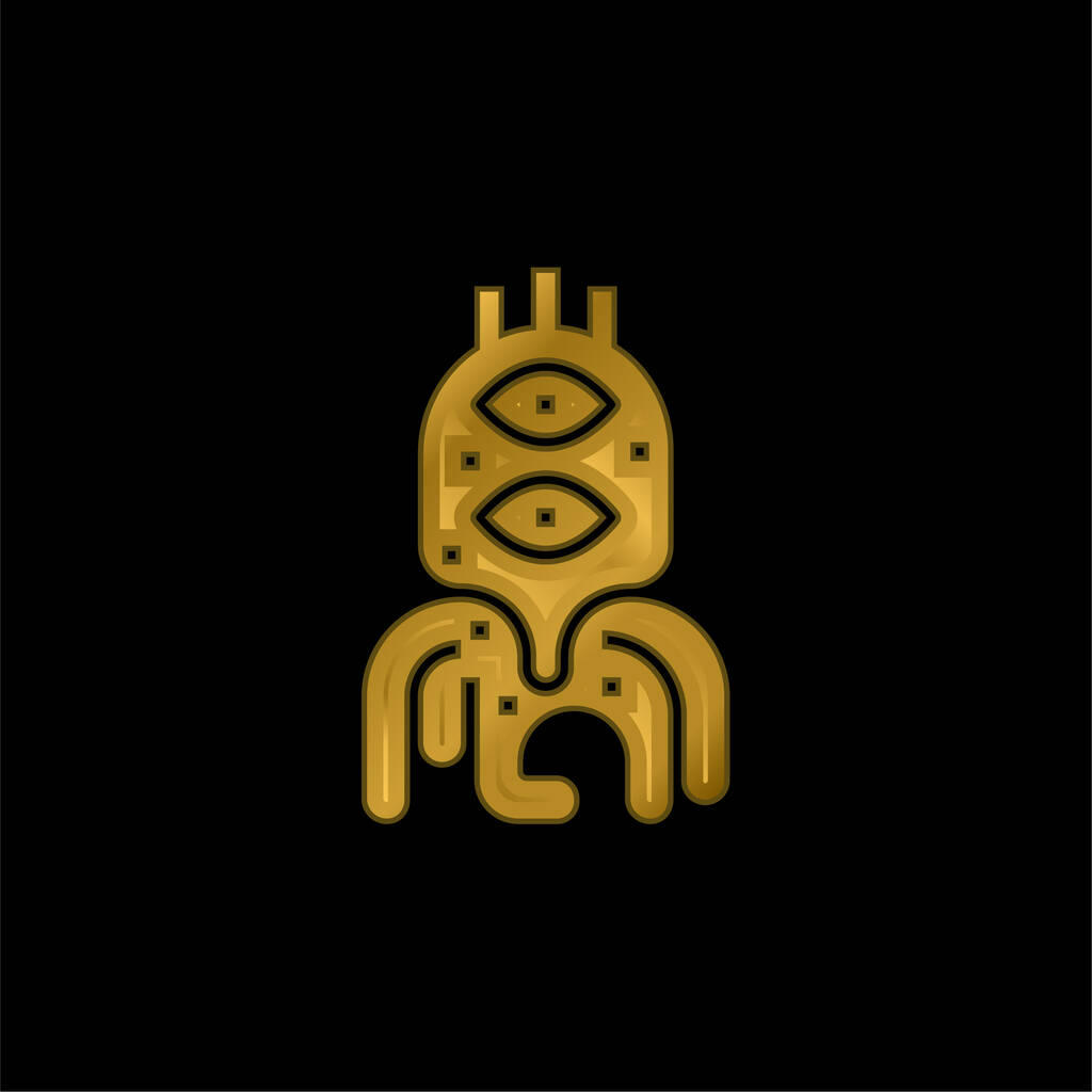 Інопланетний золотий металевий значок або вектор логотипу
 - Вектор, зображення