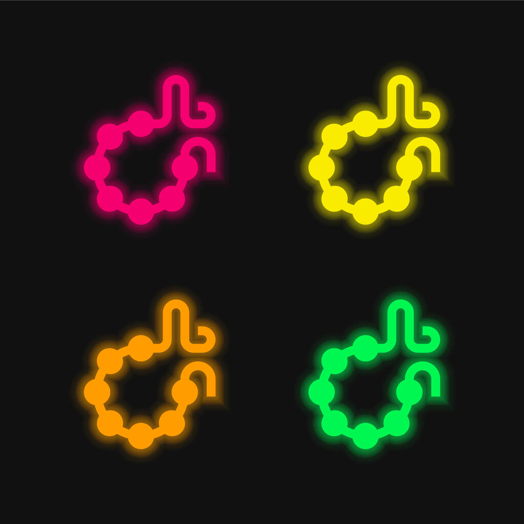 Karkötő négy színű izzó neon vektor ikon - Vektor, kép