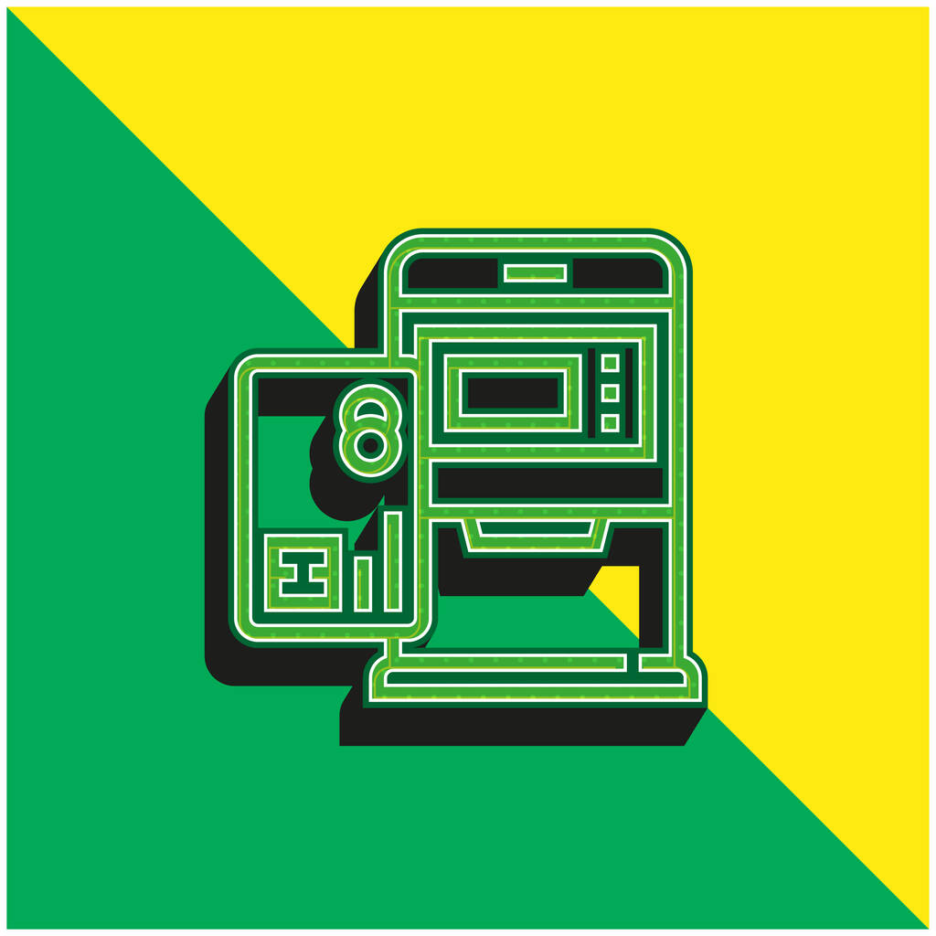 ATM Vihreä ja keltainen moderni 3d vektori kuvake logo - Vektori, kuva