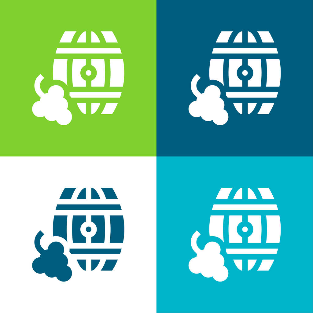 Set di icone minimali a quattro colori Barrel Flat - Vettoriali, immagini