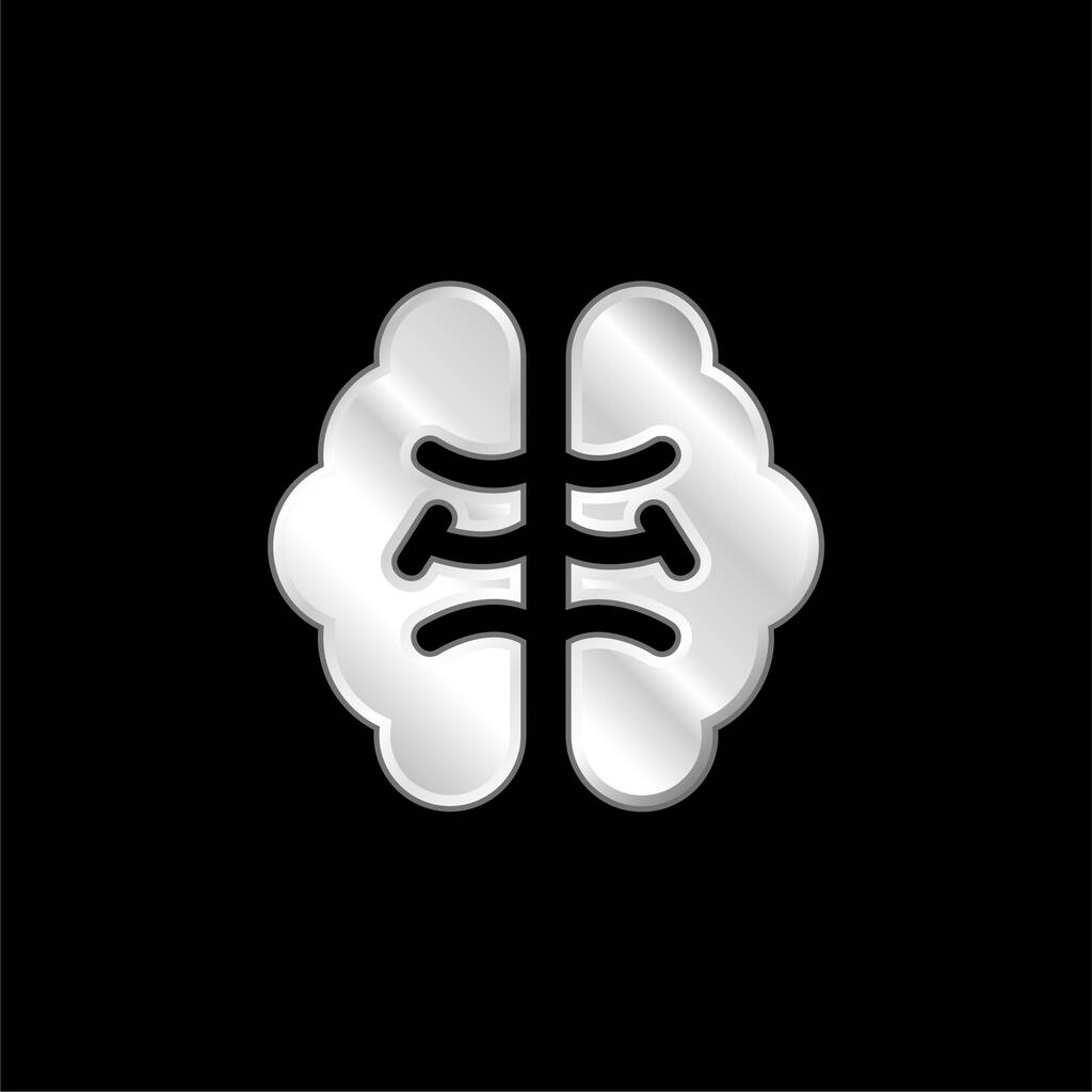 Ikona metaliczna pokryta srebrem mózgu - Wektor, obraz