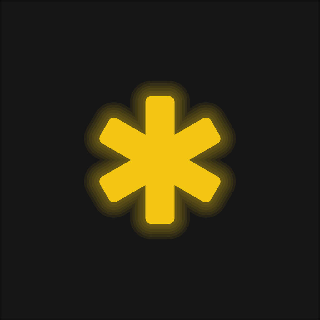Asterisco amarelo brilhante ícone de néon - Vetor, Imagem