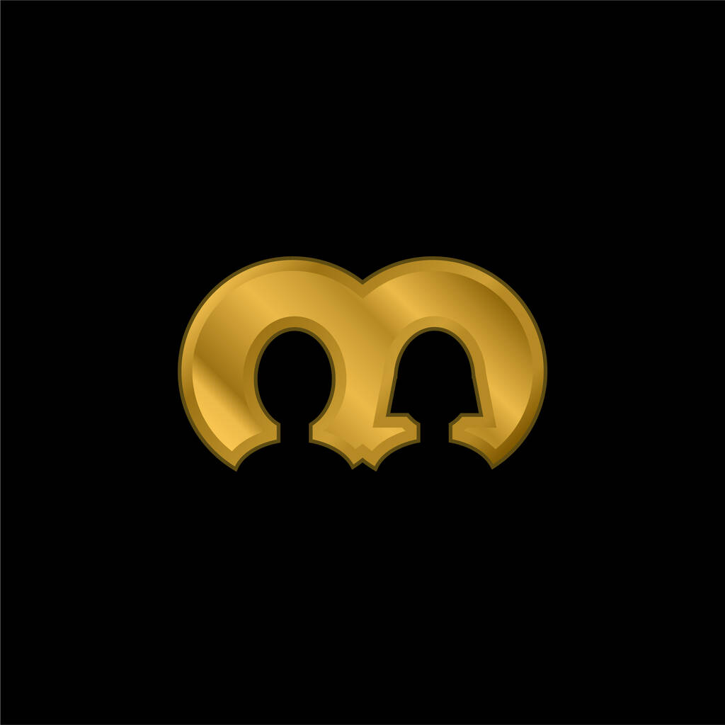 Avatares de usuario niño y niña chapado en oro icono metálico o vector de logotipo - Vector, imagen