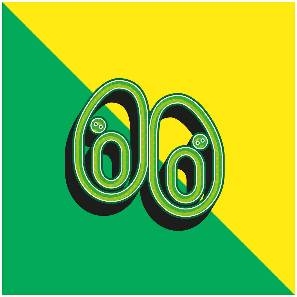 Chaussures bébé Logo vectoriel 3d moderne vert et jaune - Vecteur, image