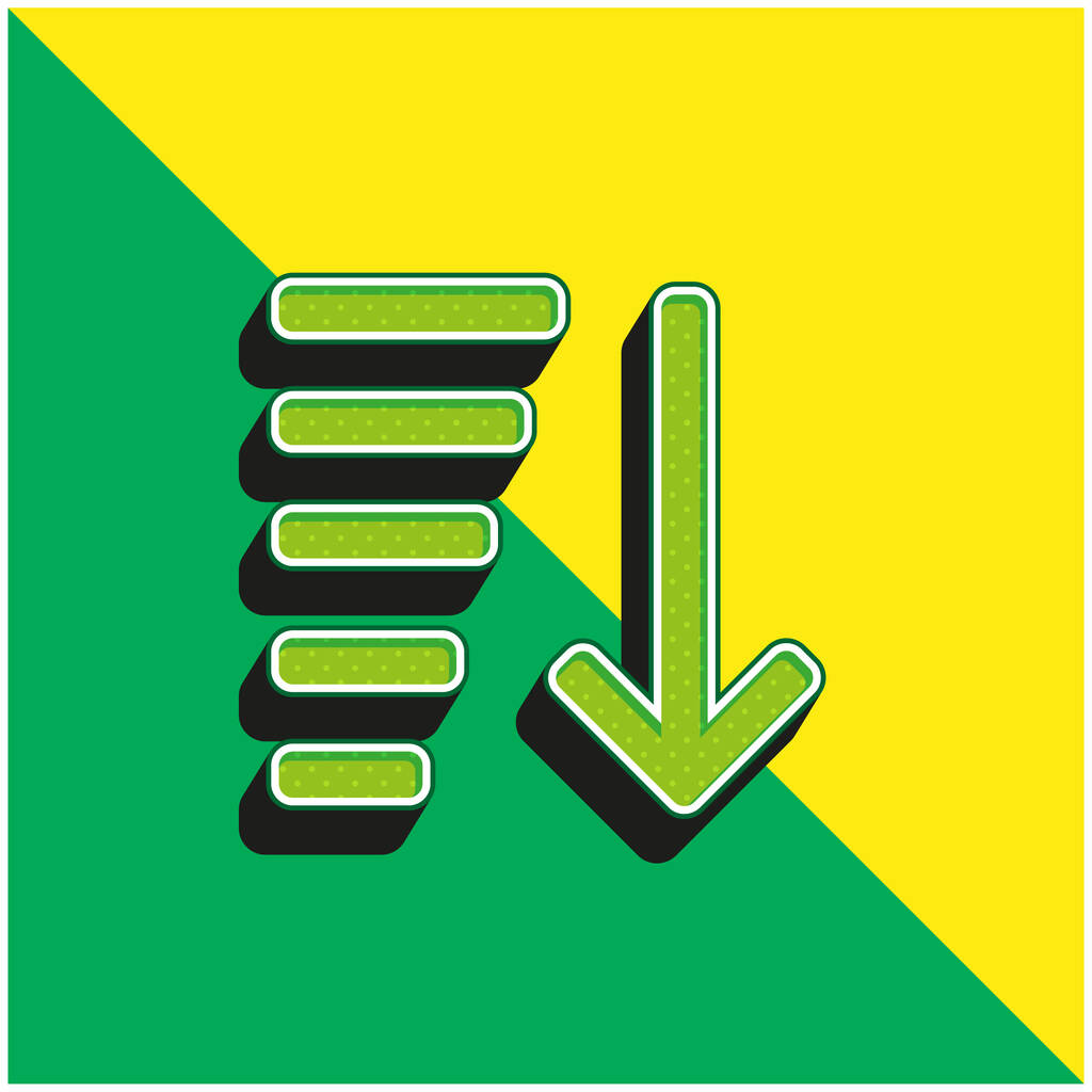 昇順ソート緑と黄色の現代的な3Dベクトルアイコンのロゴ - ベクター画像