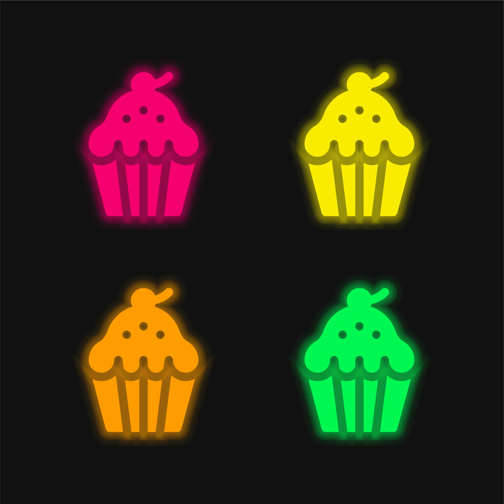 ícone de vetor de néon brilhante de quatro cores cozido - Vetor, Imagem
