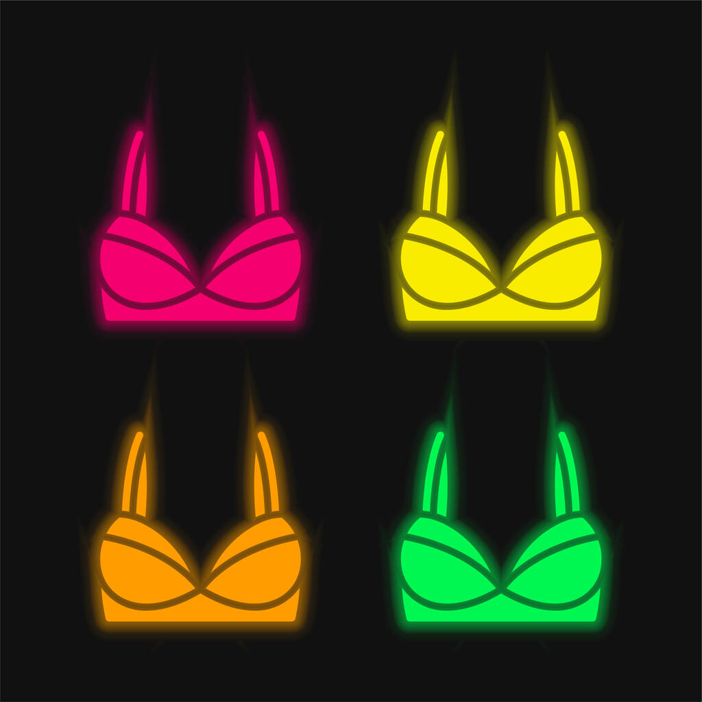 Брассієре чотири кольори, що світяться неоном Векторна піктограма
 - Вектор, зображення