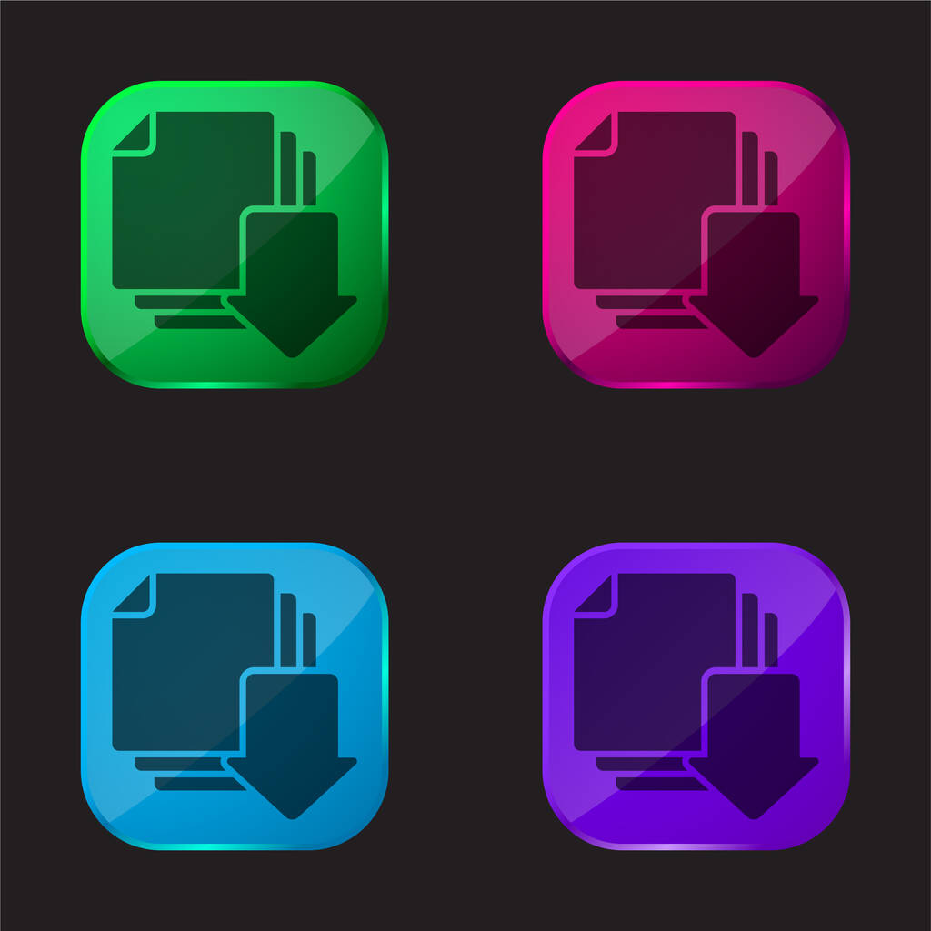 Flecha icono de botón de cristal de cuatro colores - Vector, imagen