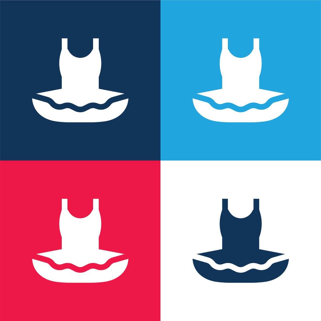 Ballet bleu et rouge ensemble d'icônes minimes quatre couleurs - Vecteur, image