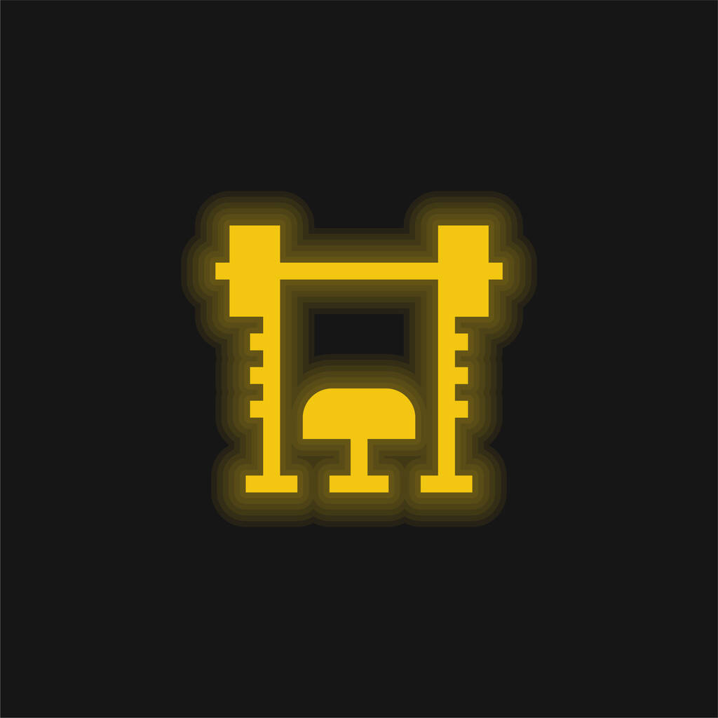 Ícone de néon brilhante amarelo de banco - Vetor, Imagem