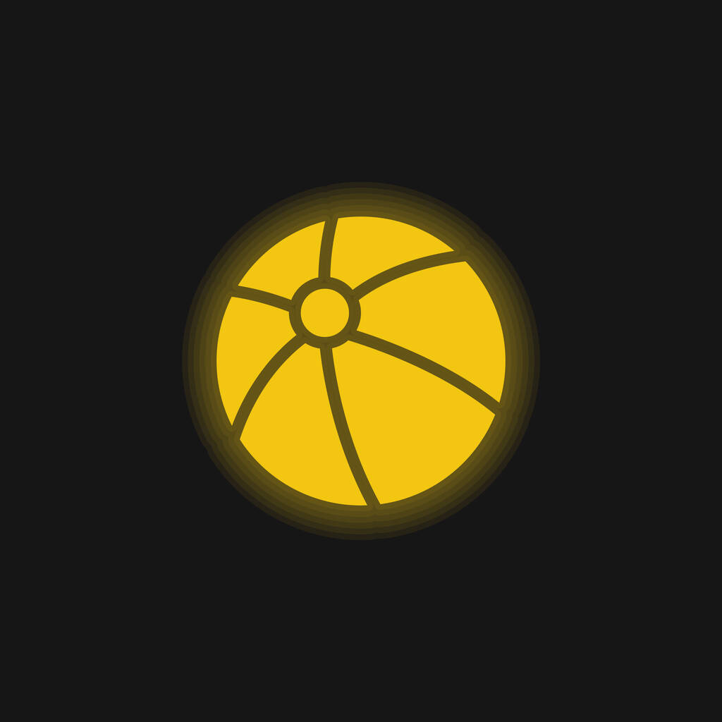 Ballon de plage jaune brillant icône néon - Vecteur, image