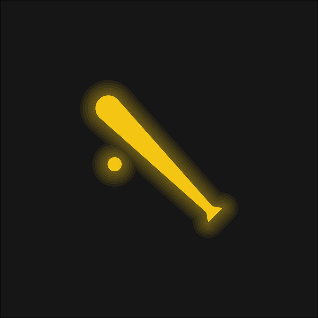 Équipement de baseball jaune brillant icône néon - Vecteur, image