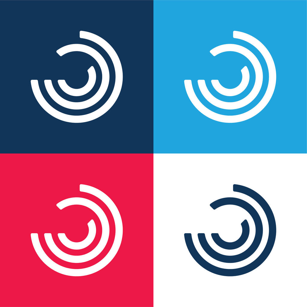 Analisi blu e rosso set icona minimale a quattro colori - Vettoriali, immagini