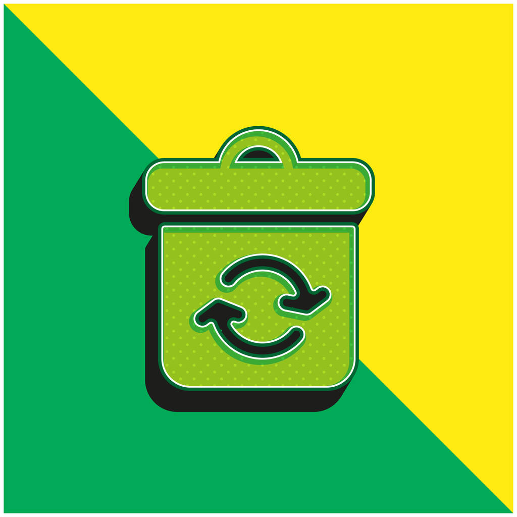 Bin Green i żółty nowoczesny ikona wektora 3D logo - Wektor, obraz