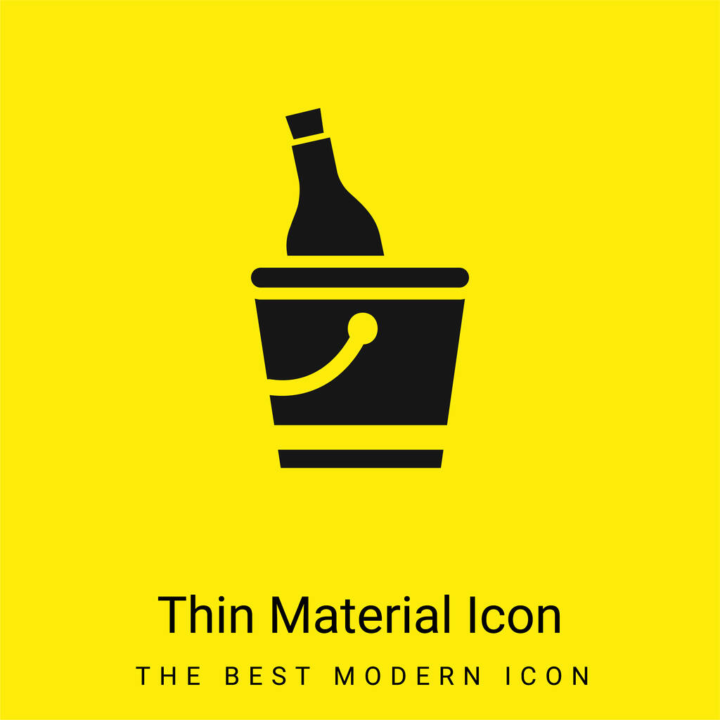 Bottle And Ice Bucket minimal bright yellow material icon - Vector, Image