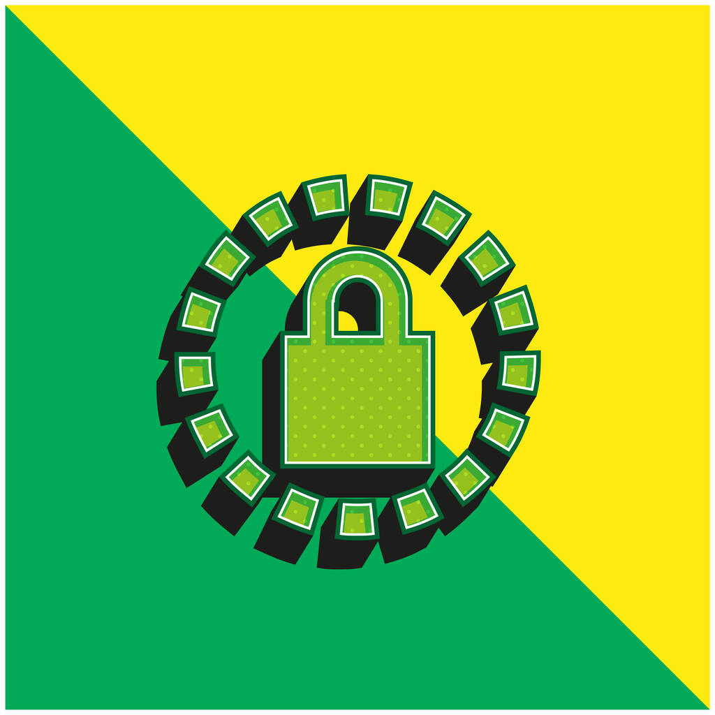 Alarma Reloj Seguridad Verde y amarillo moderno 3d vector icono logotipo - Vector, imagen