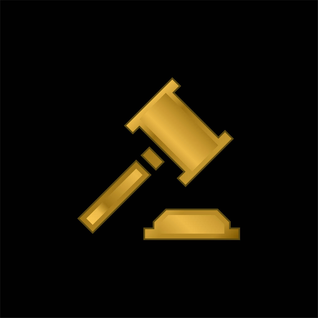 Subasta chapado en oro icono metálico o logo vector - Vector, Imagen