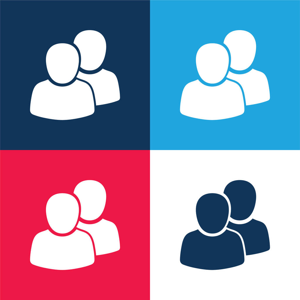 2 Пользователи синий и красный четыре цвета минимальный набор значков - Вектор,изображение