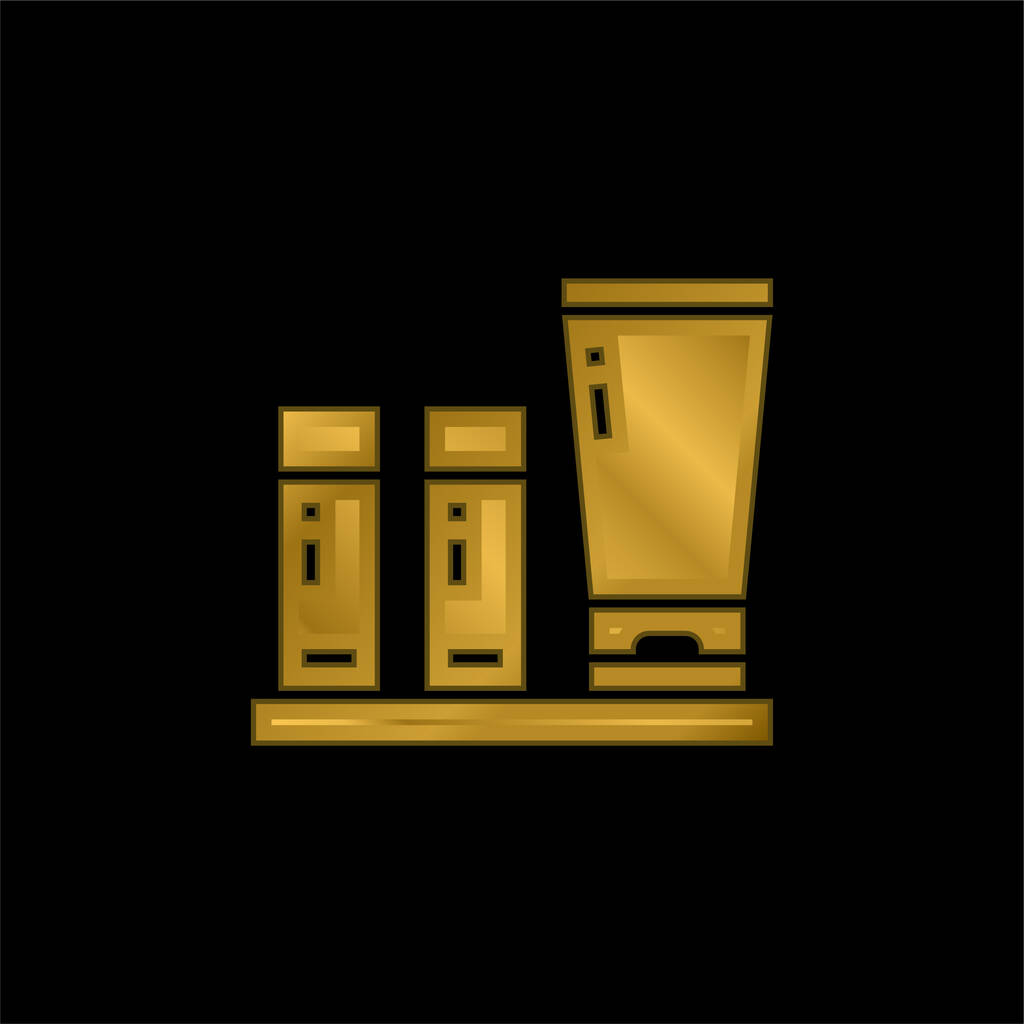 Amenities chapado en oro icono metálico o logo vector - Vector, imagen