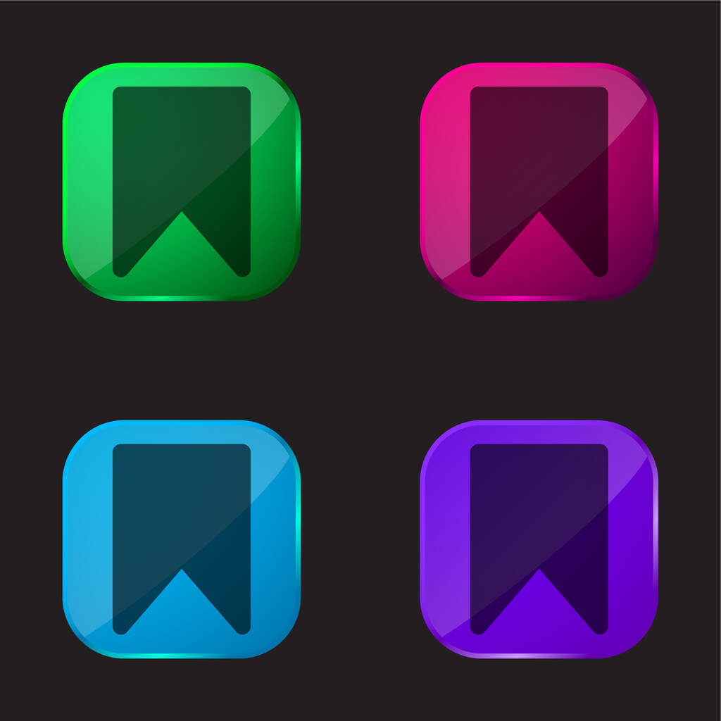 Záložka Plné rozhraní Podepsat čtyři ikony barevného skla - Vektor, obrázek