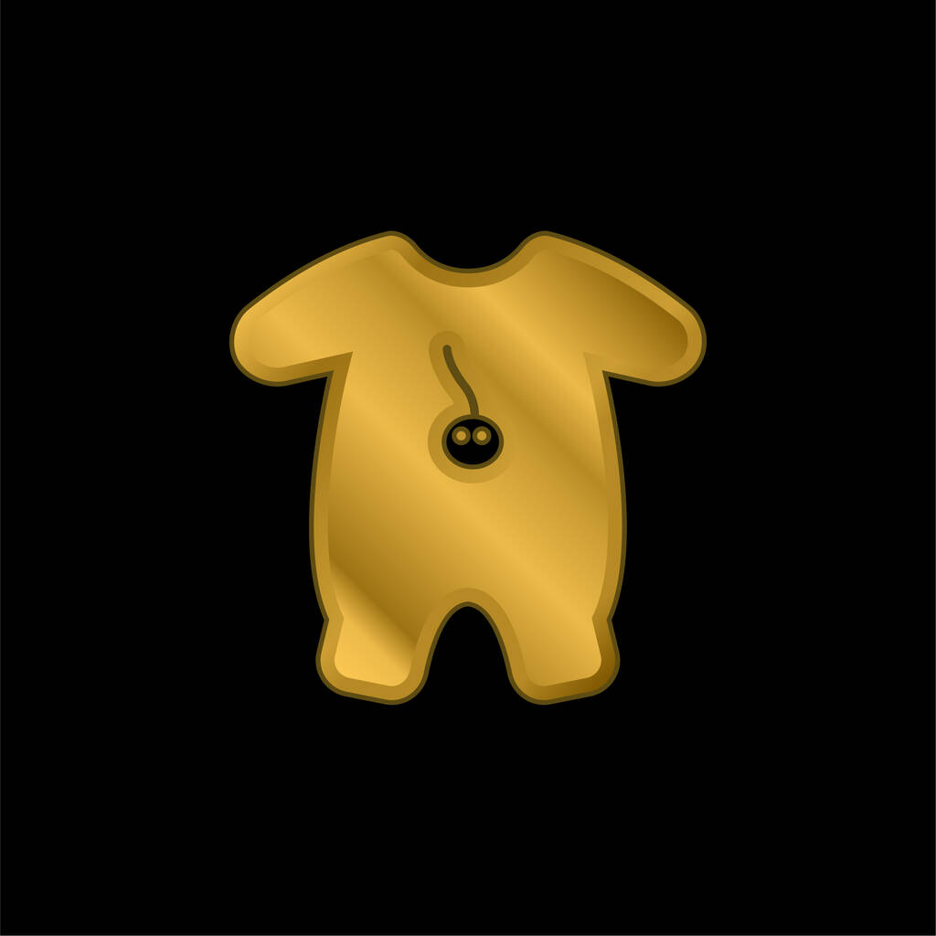 Roupa de bebê com design de desenhos animados ícone metálico banhado a ouro ou vetor logotipo - Vetor, Imagem