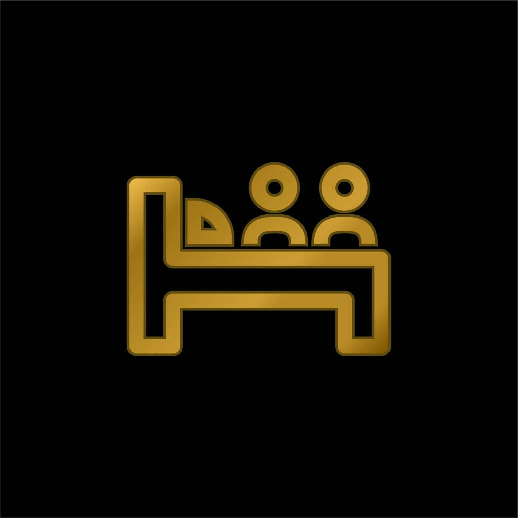 Bett für zwei Personen vergoldet metallisches Symbol oder Logo-Vektor - Vektor, Bild