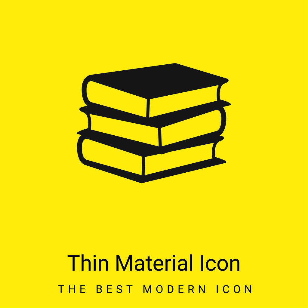 Empilement de livres de trois minime icône matérielle jaune vif - Vecteur, image