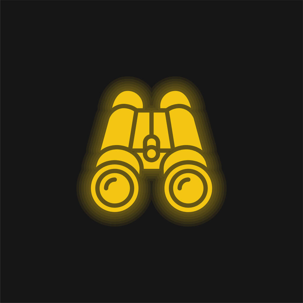Ferngläser gelb leuchtendes Neon-Symbol - Vektor, Bild