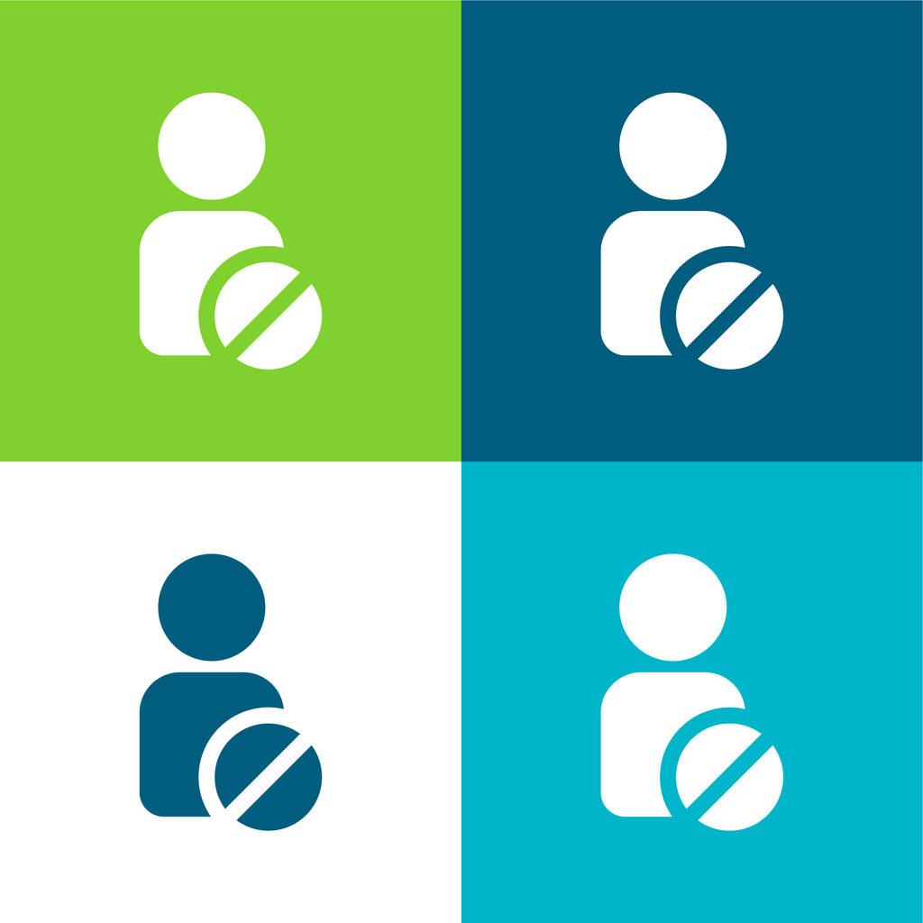 Ban Utilisateur Ensemble d'icônes minimal quatre couleurs plates - Vecteur, image