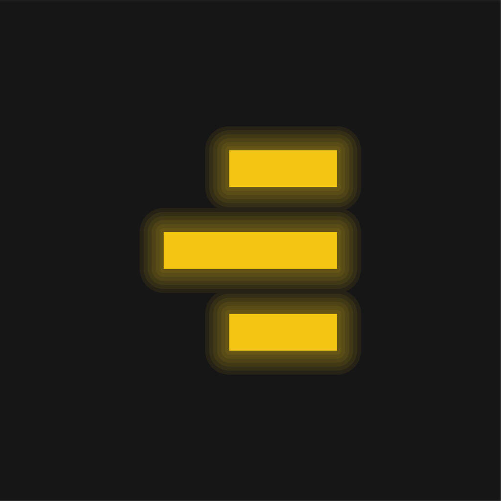 Alignment To Right Side yellow glowing neon icon - Vector, Image