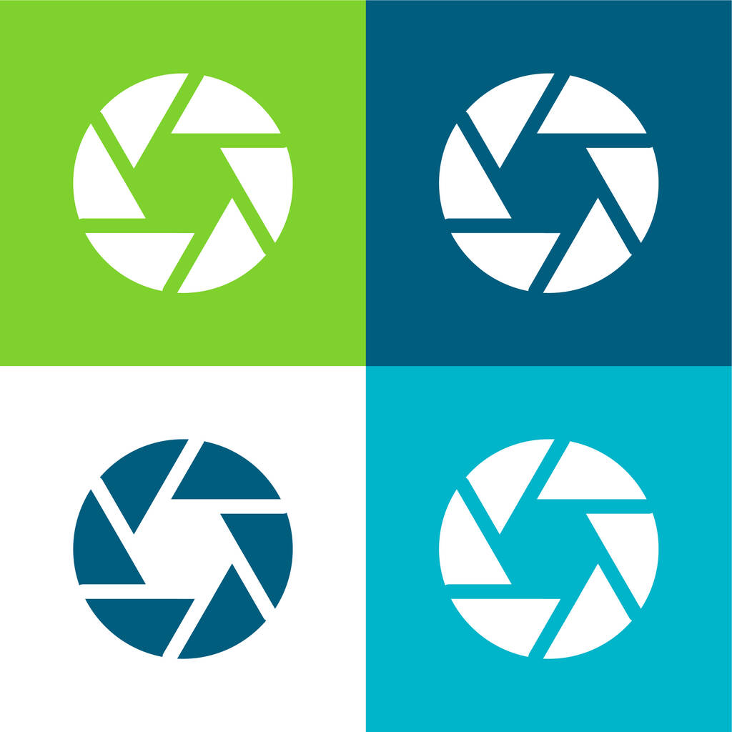 Przysłona płaski zestaw czterech kolorów minimalny zestaw ikon - Wektor, obraz