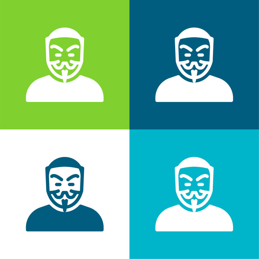 Anonyme Ensemble d'icônes minime plat quatre couleurs - Vecteur, image