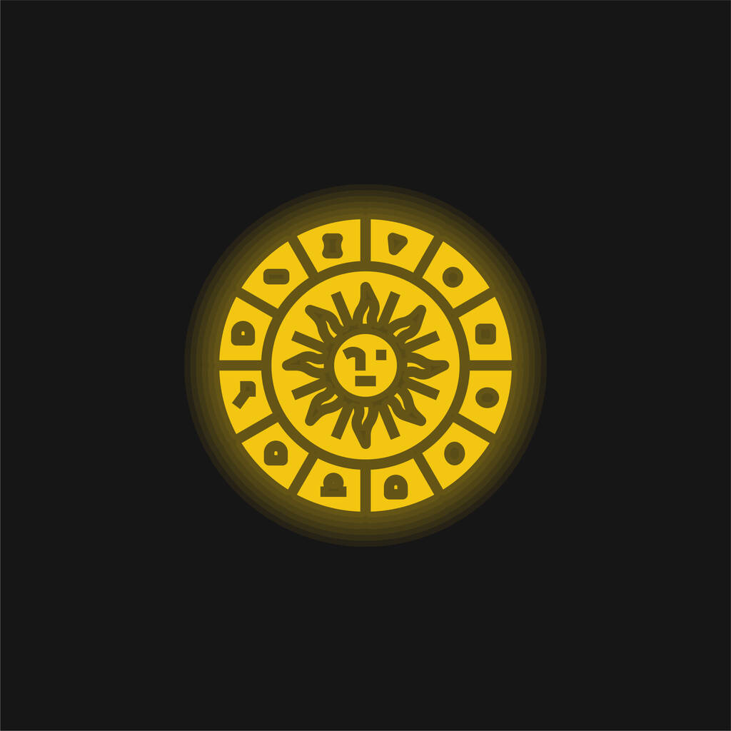 Astrology yellow glowing neon icon - Vector, Image