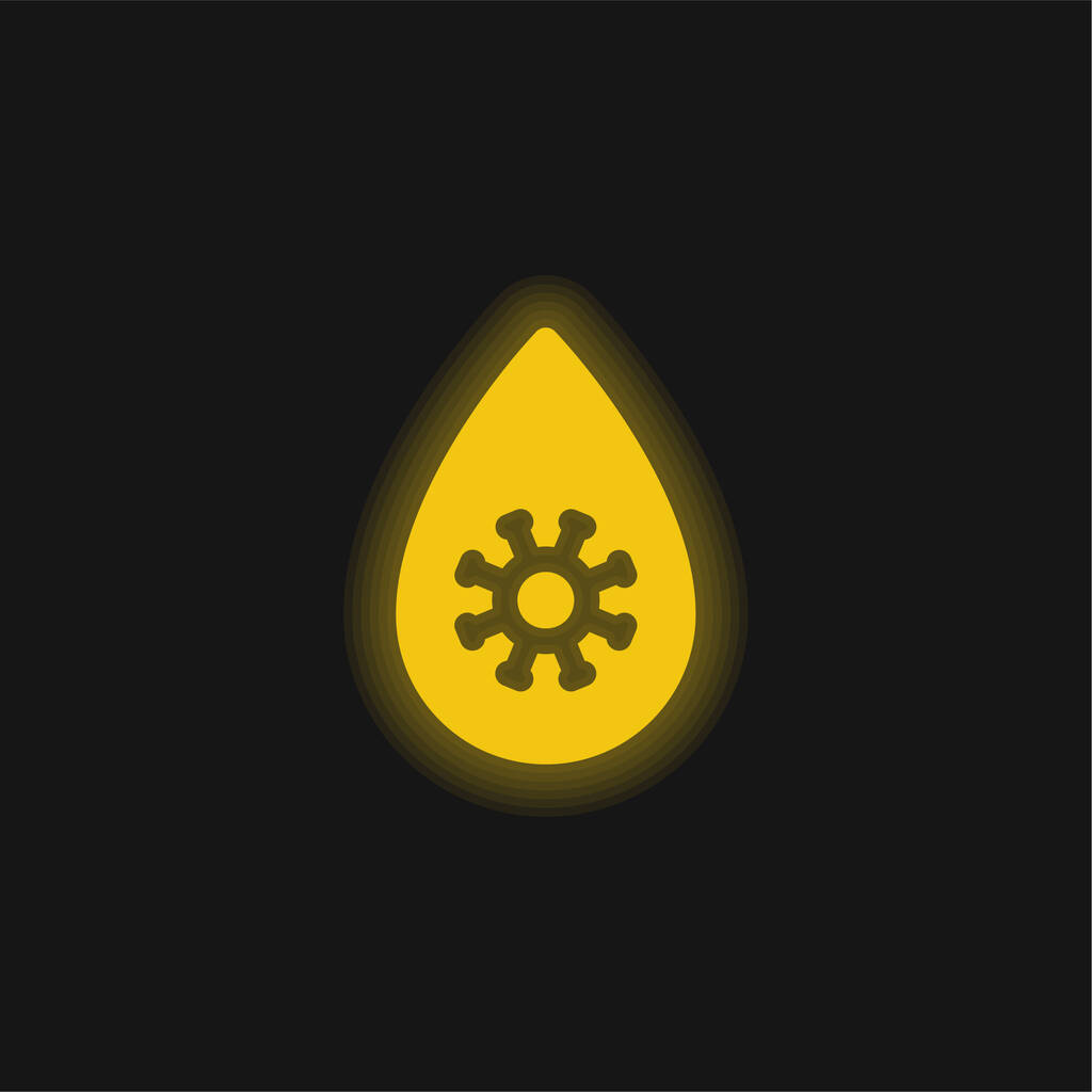 Análisis de sangre icono de neón brillante amarillo - Vector, Imagen