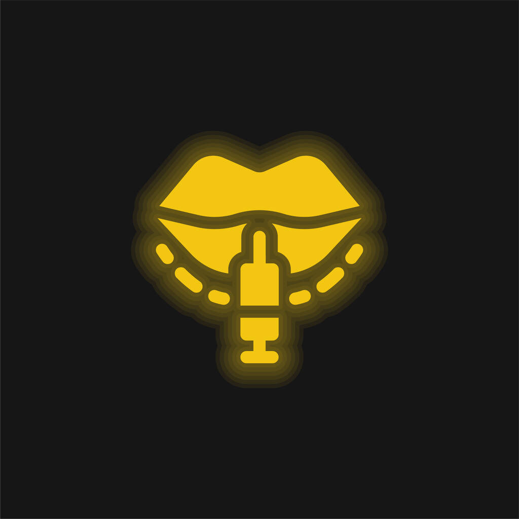 Botoks sarı parlayan neon simgesi - Vektör, Görsel