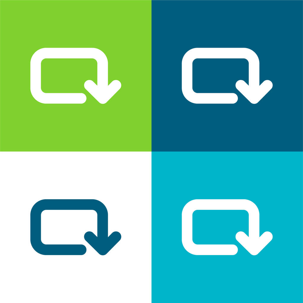 Arrow Of Rounded Rectangular Clockwise Rotation Flat four color minimal icon set - Vector, Image