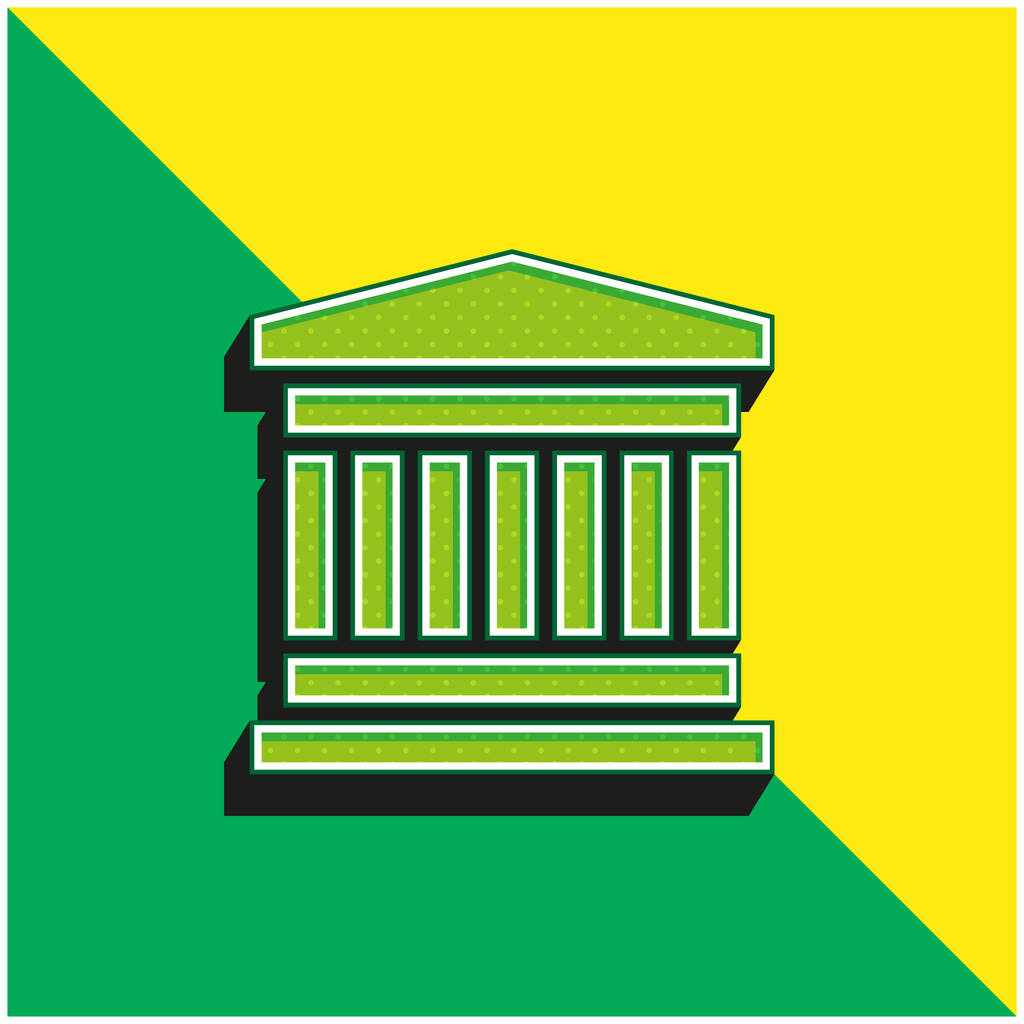 Bank Green and yellow modern 3d vector icon logo - Vector, Image